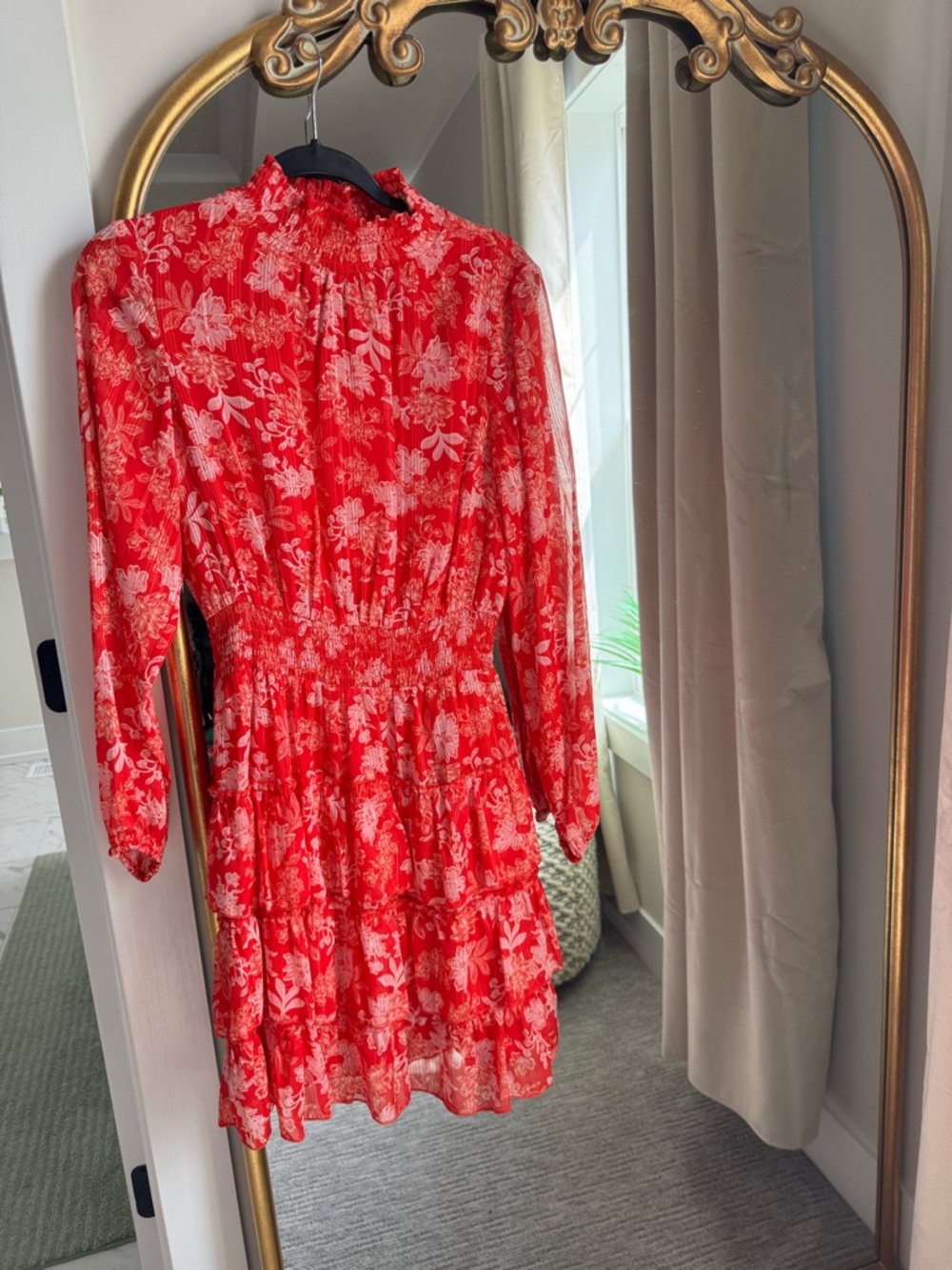Nanette Lepore Red Floral Ruffled Mini Dress
